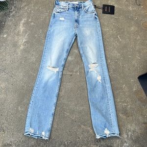 NWT MOTHER High Waisted Rider Skimp Jeans in The Confession